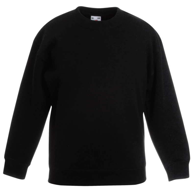 Image of Fruit of the Loom Classic 80 20 Set-In Sweatshirt in Black Size: 12-13 Years Black Unisex 12-13 Years