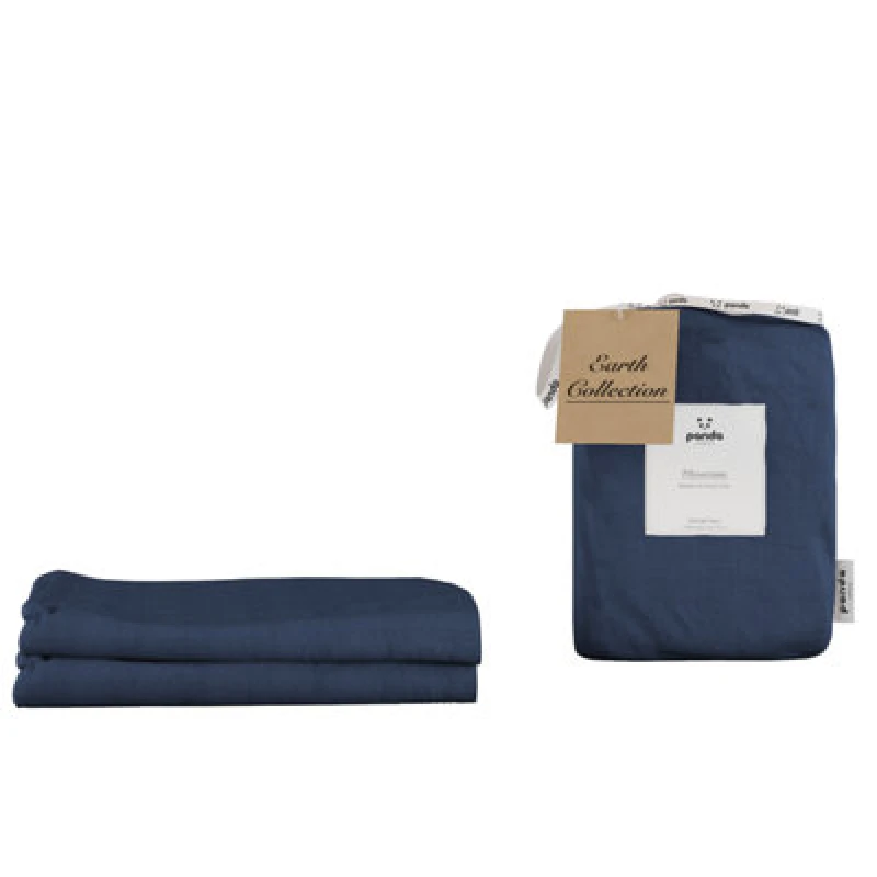 Image of panda London Bamboo & French Linen Pillowcases Midnight Navy