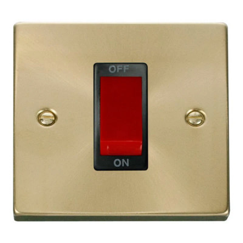 Image of SE Home Satin / Brushed Brass 1 Gang Size 45A Switch Gold