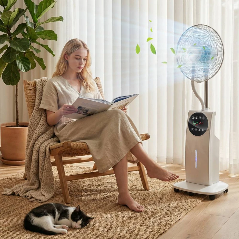 Image of HOMCOM 16" Pedestal Fan with Water Mist Spray Standing Fan, 3.1L Tank, White White Unisex