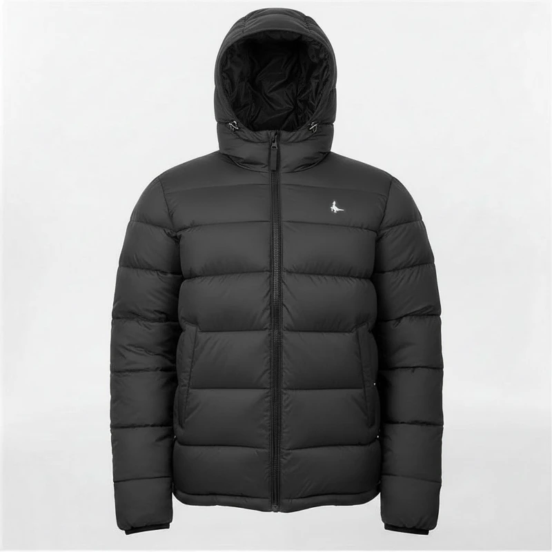 Image of Jack Wills Mens Kershaw Water Resistant Synthetic Fill Short Puffer Jacket Black male XS