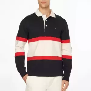 Image of Tommy Hilfiger Mens Blockstripe Rugby Top - Desert Sky/Multi - L