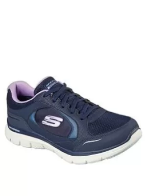 Image of Skechers Flex Appeal 4.0 True Clarit Waterproof Trainers, Navy, Size 6, Women