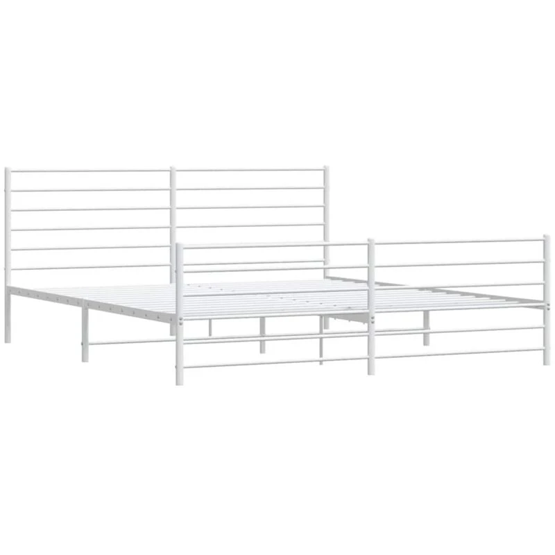 Image of JINLEFU Metal Bed Frame without Mattress with Footboard White 180x200cm vidaXL JRVDZX-352390_DE