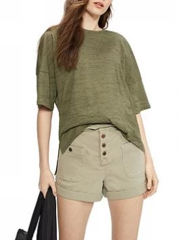 Image of Ted Baker Onyyxx Space Dyed Relaxed T-Shirt - Olive , Olive, Size 2=10, Women