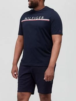 Image of Tommy Hilfiger Big & Tall Corp Stripe T-Shirt - Desert Sky, Desert Sky, Size 4XL, Men