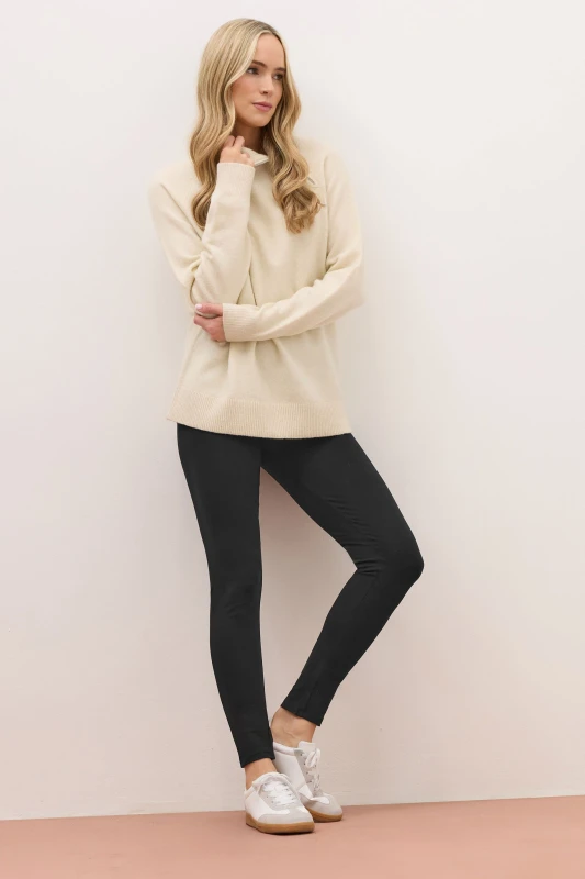 Image of Long Tall Sally Womens Tall Cotton Stretch Leggings in Black Size: 16 Black Female 16