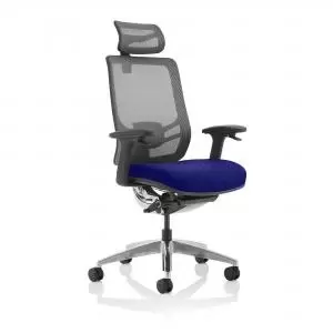 Image of Ergo Click Bespoke Fabric Seat Stevia Blue Black Mesh Back with
