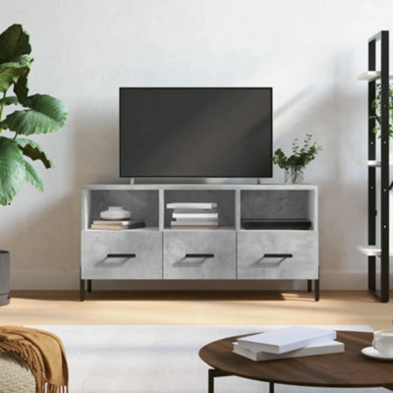 Image of Vidaxl TV Cabinet Concrete Grey 102X36X50 Cm Engineered Wood