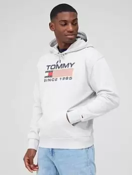 Image of Tommy Jeans Tjm Reg Athletic Logo Overhead Hoodie, Silver Grey Heather, Size S, Men