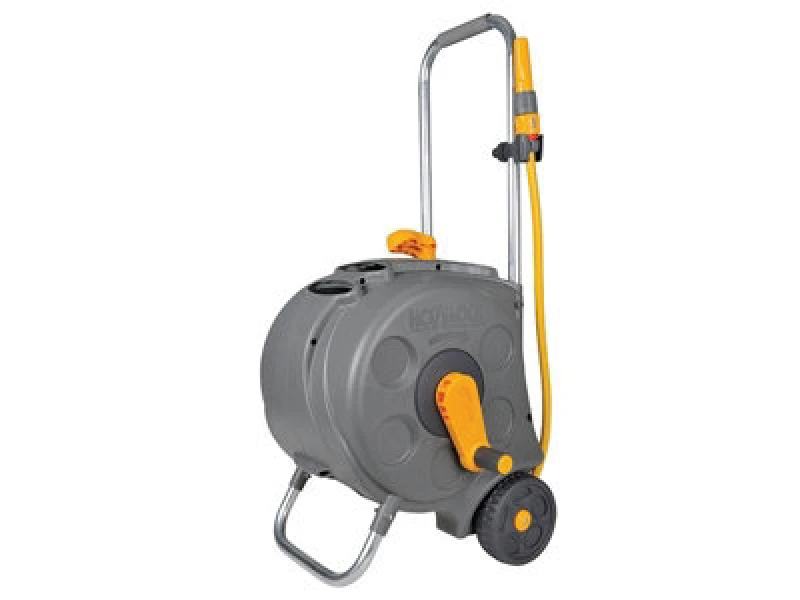 Image of Hozelock 2416 Freestanding Compact Hose Reel + 30M Of 12.5Mm Hose Grey