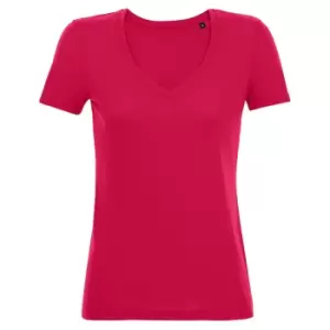 Image of SOLS Womens/Ladies Motion V Neck T-Shirt (M) (Dark Pink)