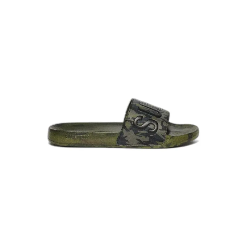 Image of Superdry Children's slides Superdry Core Camo Vert Male 6/7 ans