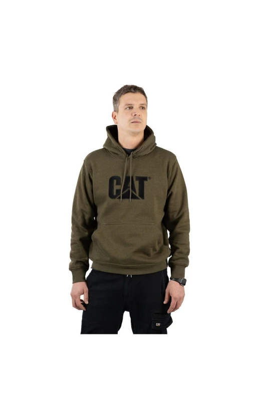 Image of Caterpillar Mens Trademark Hooded Sweatshirt in Green Size: Medium Green Male M