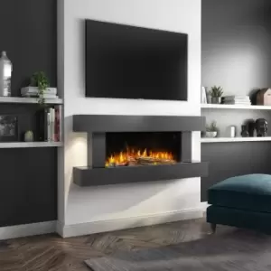 Image of Grey Wall Mounted Electric Fireplace Suite with LED Lights - Amberglo