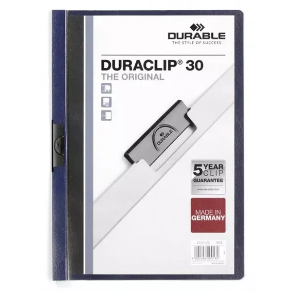 Image of Durable DURACLIP 30 Sheet Document Clip File Folder - 25 Pack - A4 DRBE220028