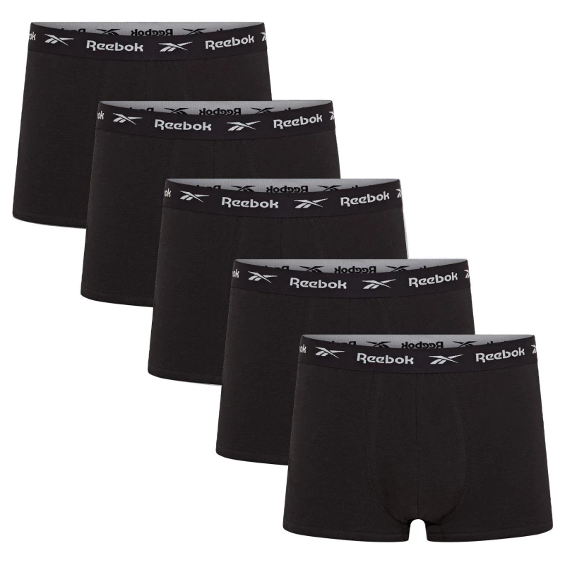 Image of Reebok Mens 5 Pack Trunks Black male Small