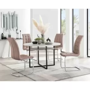 Image of Furniture Box Adley Grey Concrete Effect Storage Dining Table and 4 Cappuccino Murano Chairs