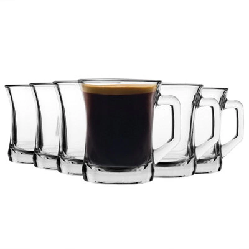 Image of LAV Zen+ Glass Coffee Mugs - 225ml - Clear - Pack of 6 Clear unisex