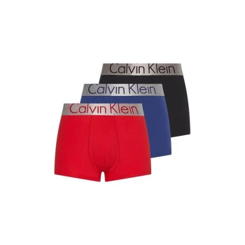 Image of Calvin Klein 3 Pack Steel Trunks - Red/Blk/Grape