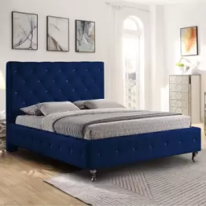 Image of Barella Bed Small Double Plush Velvet Blue