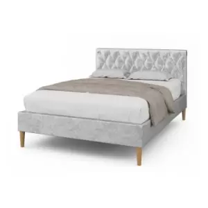 Image of Crazy Price Beds Cosford Crushed Silver Velvet Scrolled King Bed