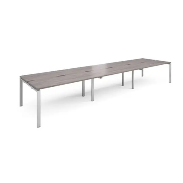 Image of Adapt Adapt sliding top triple back to back desks 4800mm x 1200mm - silver frame, grey oak top STE4812-S-GO