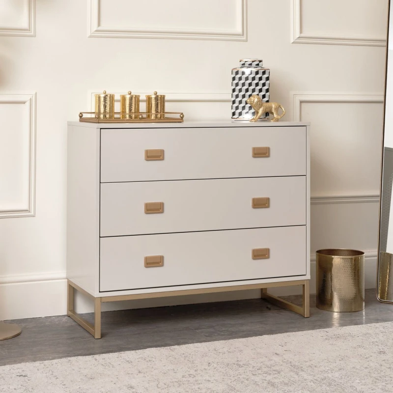 Image of Melody Maison Large 3 Drawer Chest Of Drawers - Elle Stone Range Stone