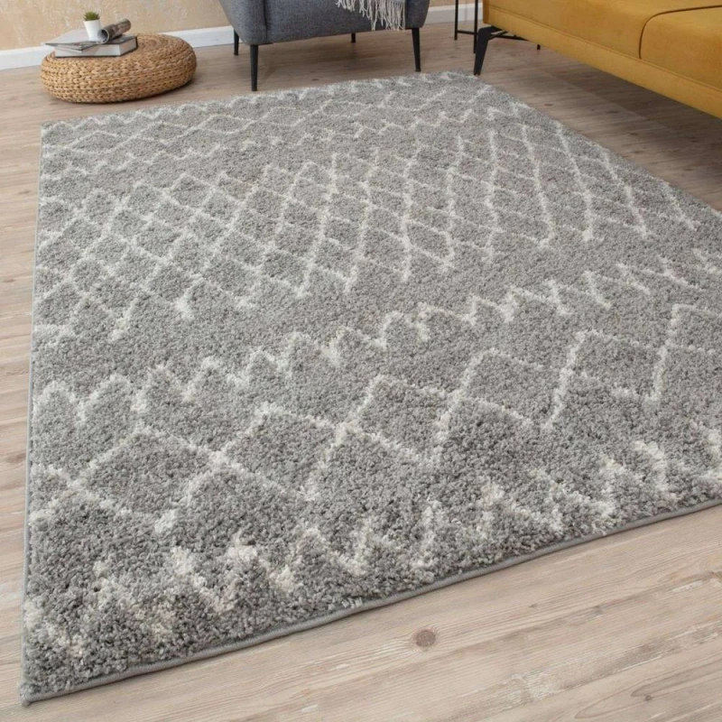 Image of THE RUGS Soft Tangier Shaggy Rugs & Runners Grey & Ivory Living Room Size: 80cm x 300cm Grey Unisex 80cm x 300 cm