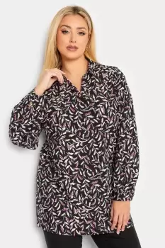 Image of Leaf Print Collared Blouse