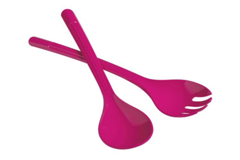Image of Premier Housewares Durable Salad Spoon And Fork Set, Portable Serving Spoon And Fork Set, Lightweight Spoon And Fork Set Pink