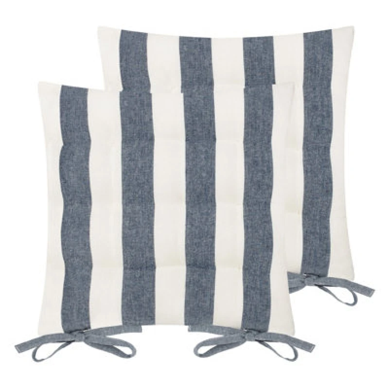 Image of Yard Hayle Striped 100% Cotton Seat Pads - 2 Pack in Navy Size: 40cm x 40cm Navy Unisex 40cm x 40 cm