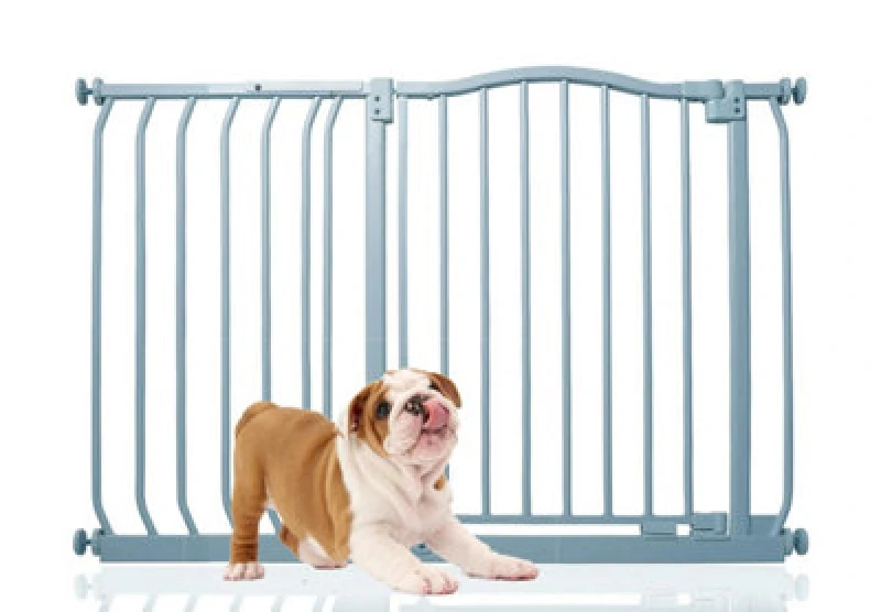 Image of Bettacare Curved Top Dog Gate, 107Cm - 116Cm, Matt Grey, Pressure Fit Pet Gate For Dog And Puppy, Pet And Dog Barrier