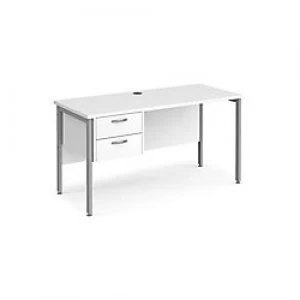 Image of Maestro 25 Home Office Desk with H-Frame and 2 Drawer Pedestal 600 mm White