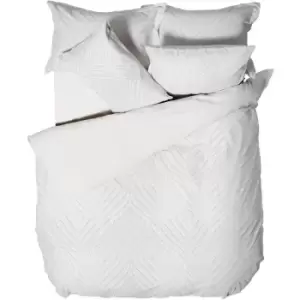 Image of Linen House Palm Springs Chenille Ogee Duvet Cover Set (Double) (White) - White