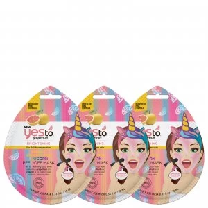 Image of yes to Grapefruit Vitamin C Glow-Boosting Unicorn Single Use Peel-Off Mask (Pack of 3)