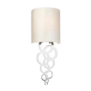 Image of Curtis Small 1 Light Wall Light, Polished Chrome, Ivory Faux Silk Shade