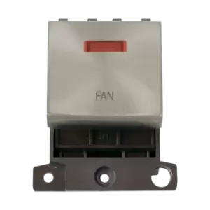 Image of Click Scolmore MiniGrid 20A Double-Pole Ingot & Neon Fan Switch Satin Chrome - MD023SC-FN