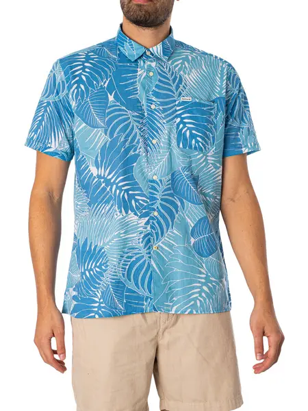Image of Barbour Cornwall Summer Short Sleeved Shirt Blue M