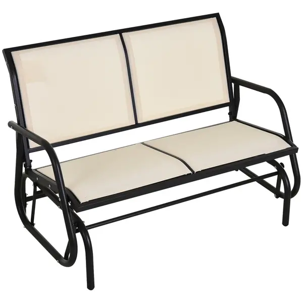 Image of Outsunny 2-Person Patio Glider Bench Gliding Chair Loveseat with Armrest Cream