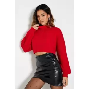 Image of I Saw It First All Over Chunky Cable Crew Neck Jumper - Red