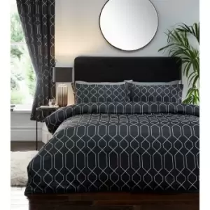 Image of Meyer Duvet Cover Set Black/Silver Single Bedding Set - Black - Portfolio