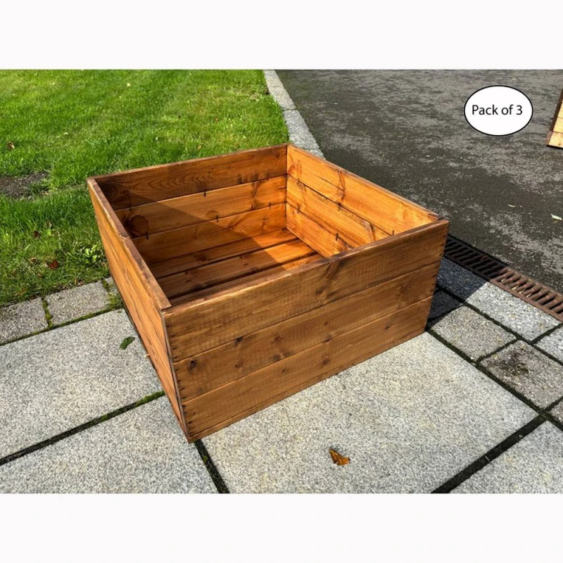 Image of Charles Taylor Multi Pack of 3 - Country Kitchen Large Raised Bed Planter - Timber in Light Brown Light Brown Unisex
