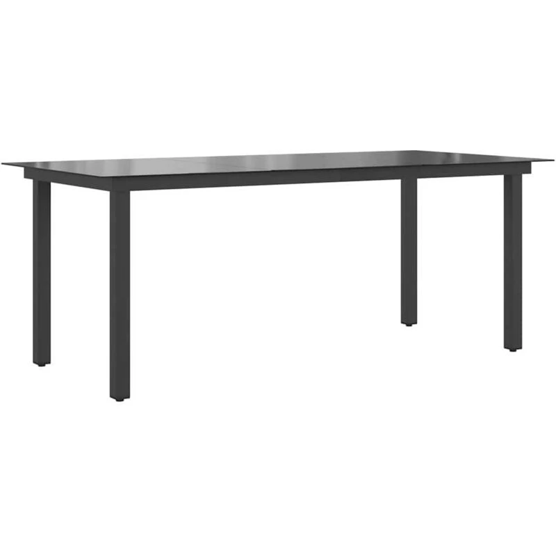 Image of vidaXL Garden Dining Table Glass Aluminium 190x90x74cm Black Outdoor Patio