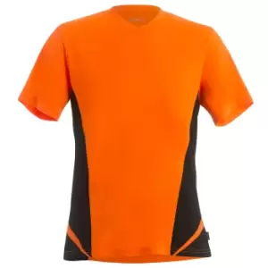 Image of Gamegear Mens Cooltex V-Neck Short Sleeved Team Top / Mens Sportswear (2XL) (Fluorescent Orange/Black)