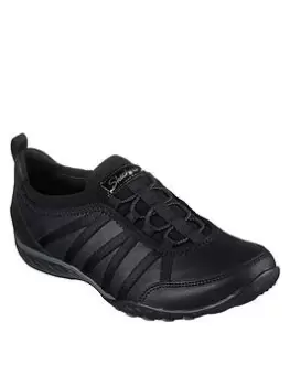 Image of Skechers Breathe-easy Microleather Trainers - Black, Size 8, Women