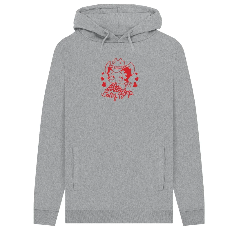 Image of Betty Boop Mens Country Hoodie in Grey Size: Small Grey Male S