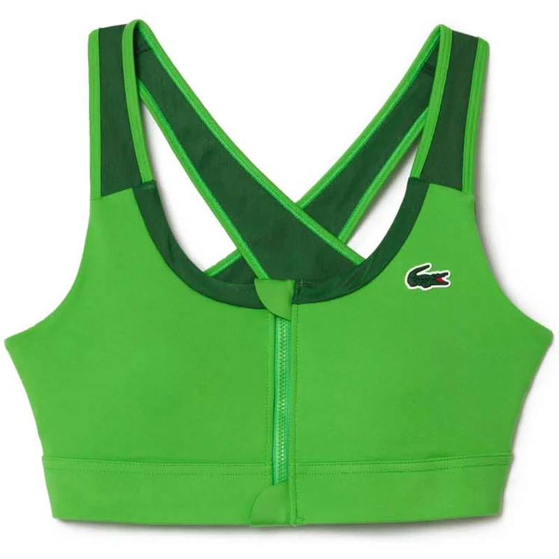 Image of Lacoste Sport Zipped Colour Block Stretch Bralette Green female L