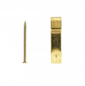 Image of Wickes Single Picture Hook No. 1 - Brass 27 x 6mm Pack of 10