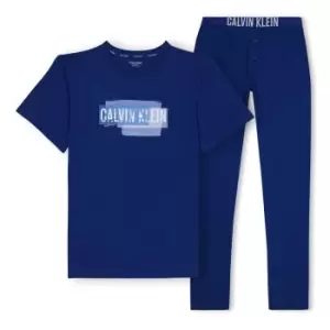 Image of Calvin Klein Knit Pj Set (Ss+Pant) - Blue
